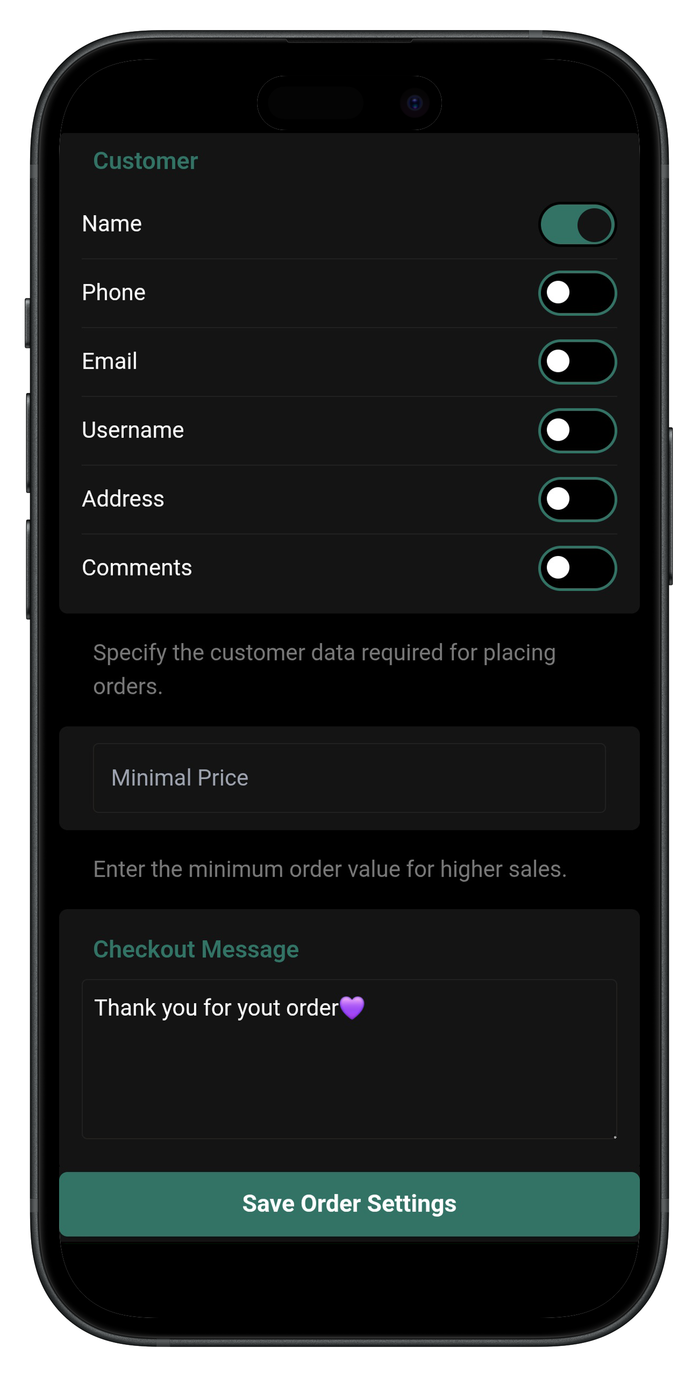 Order Settings